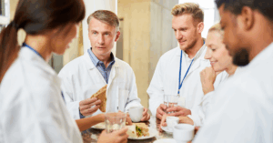 Eating balanced meals and snacks during the day is a foundational self-care habit for sustained energy and productivity.