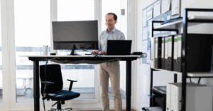 Incorporating movement between tasks is a refreshing self-care habit that boosts physical and mental well-being.