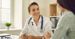 Doctor wellness tips encouraging speaking with peers or mentors who understand your challenges