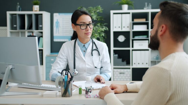 Physician consulting with a patient in a medical office