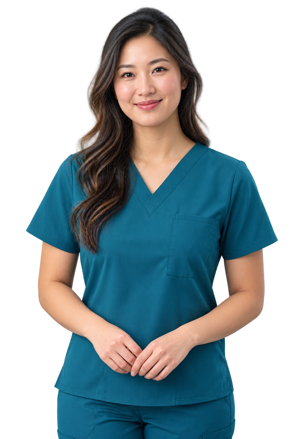 Care coordination professional in scrubs ready to support patients